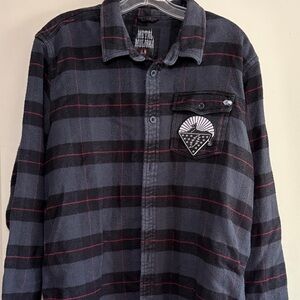 Grateful Dead inspired Metal Mulisha Black and Red Plaid Shirt